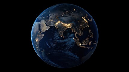  A stunning view of Earth at night, showcasing vibrant city lights across continents.
