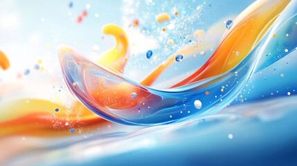 Poster - Colorful liquid waves flowing and splashing with bubbles