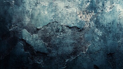 Poster - Dark blue concrete wall showing signs of age and decay