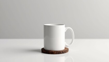 Aufkleber - Realistic mug mockup with coaster on neutral background