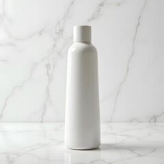 Wall Mural - Minimalist Elegance The Futuristic Haircare Bottle on White Marble