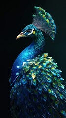 Naklejka na meble A stunning peacock with vibrant blue and green plumage showcasing its elegant feathers.