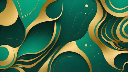 green, gold Abstract background with different lines and forms. perfect use for graphic design, design resource or wallpaper