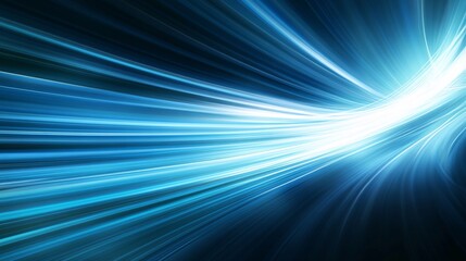 Aufkleber - Abstract blue light streaks flowing on dark background
