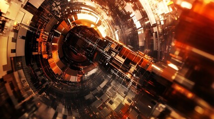Poster - Futuristic rotating core of information processing technology