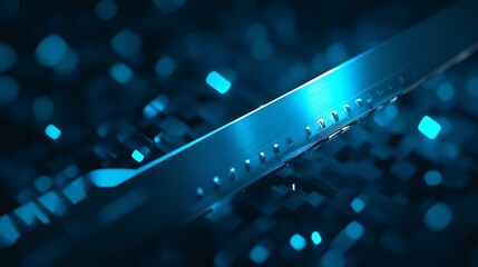 Leinwandbilder - Metallic ruler measuring quantum computing progress in digital world