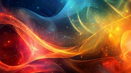 Aufkleber - Colorful abstract waves flowing across space background