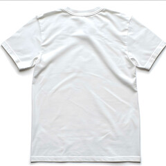 Back of flat ironed White blank 60 cotton and 40 polyester tshirt Photo has a white png background