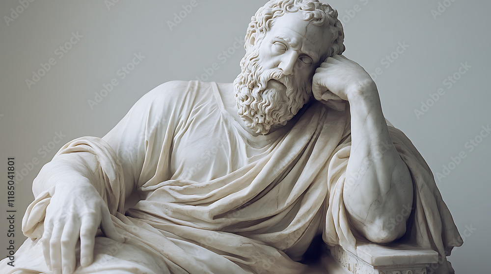 greek man marble sculpture with mobile phone, a perfect example of ...