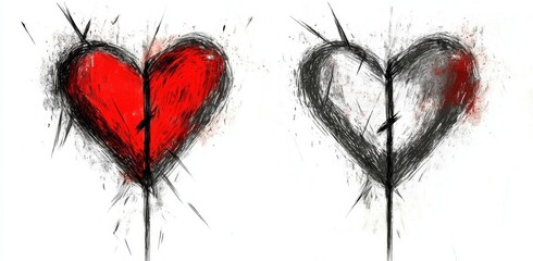 A continuous heart illustration with a fine contour and romantic vibe, well-suited for greeting cards and web banners in a simple linear style. Editable stroke. Modern doodle design