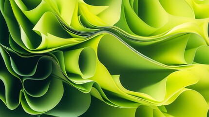 Wall Mural - a vibrant abstract composition of flowing green shapes, exuding a sense of movement and energy.