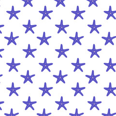 Seamless pattern of purple starfish - nautical vector design