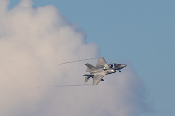 F-35B Lightning II transitioning to hovering mode