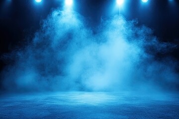 icy. winter landscape. blue ice floor and mist. snow and ice backdrop