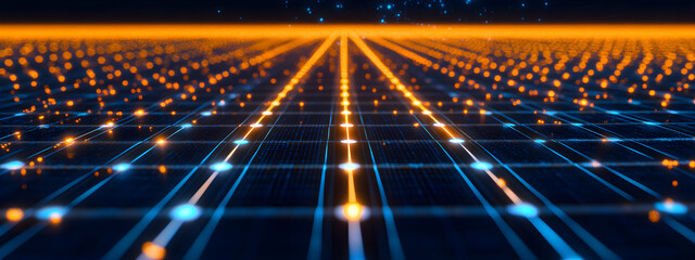 Wall Mural - molecule charged with solar energy. solar energy is converted into electricity. an atom with protons