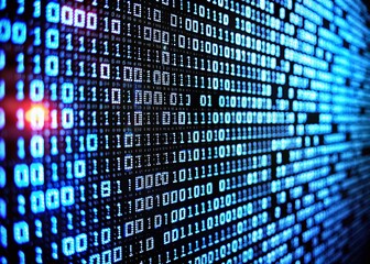 abstract binary code night screen, digital data, glitch art, hacker background, cyber security stock
