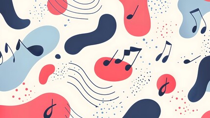 Wall Mural - abstract music notes pattern design with organic shapes