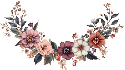 Wall Mural - Flower wreath embroidery png cut out element set
