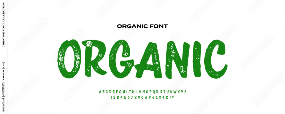 Organic Font Rounded Organic font with rustic, textured edges for bio and eco-friendly ...