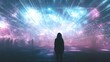 © irawan - Solitary Figure Amidst Futuristic Light Display