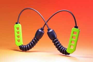 Fototapete - Abstract image of two lime green and black coiled objects forming an infinity symbol against an orange background.