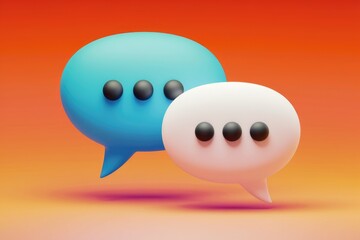 Leinwandbilder - Two 3D speech bubbles with ellipsis, symbolizing conversation and communication.