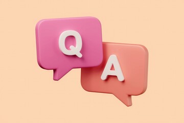 Leinwandbilder - 3D rendered Q&A speech bubbles, representing questions and answers, a common online interaction.
