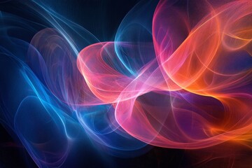 Wall Mural - abstract flowing lines creating colorful waves on dark background
