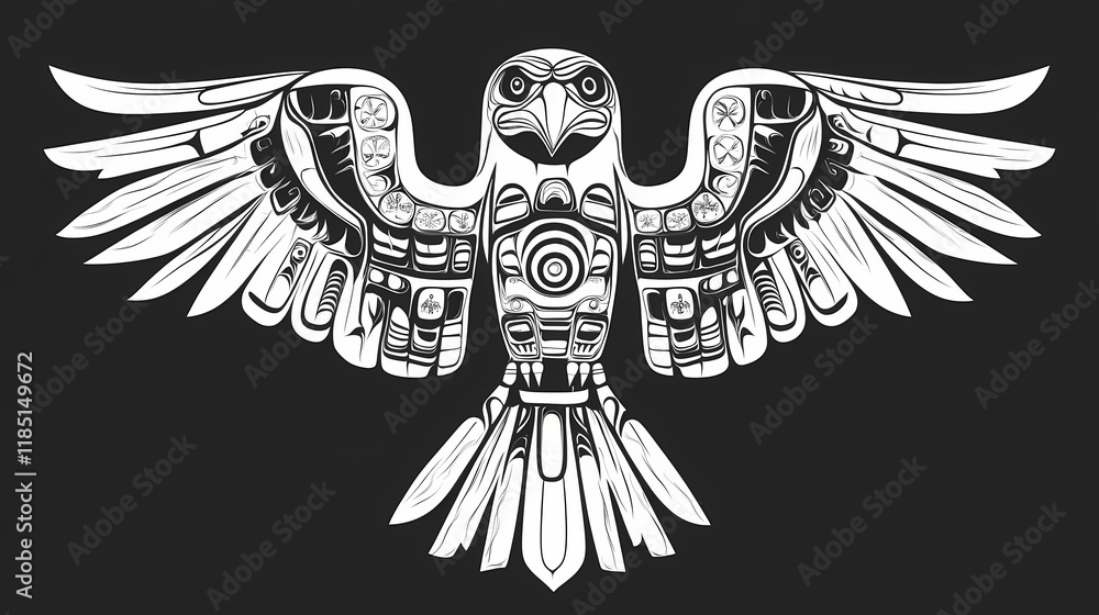 Thunderbird totem in white. ethnic symbol of american indian amerindian ...