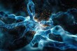 © Shweta - A visually striking abstract image resembling a neuron structure exploding in blue hues against a deep black background