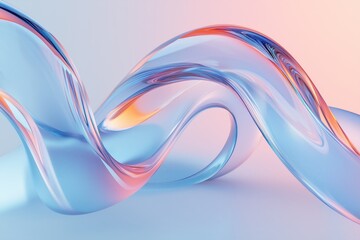 3d render abstract light blue curve glass pattern with gradient color. design element for background