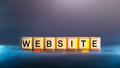  英語のフレーズWEBSITEの文字が書かれた光るキューブブロック。 aiで生成