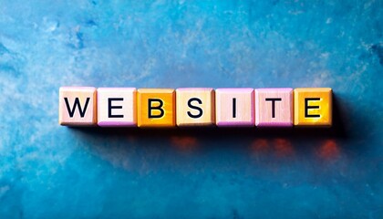  英語のフレーズWEBSITEの文字が書かれた光るキューブブロック。 aiで生成