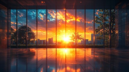 Poster - Sunset view from glass room.