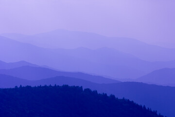 Wall Mural - the mountains are covered in a blue mist