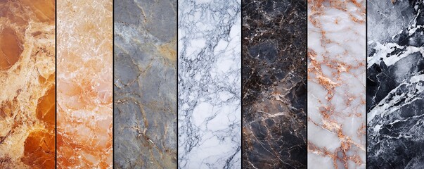 Poster - Collection of marble textures showing different colors and veins