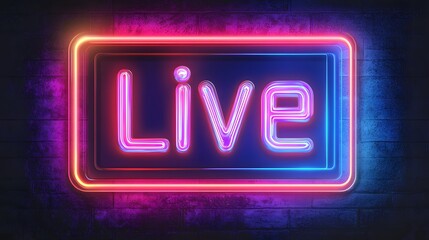 Wall Mural - neon sign displays live broadcast announcement
