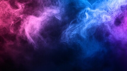 Aufkleber - Pink and blue smoke creating abstract shapes on a black background