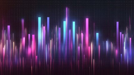 Wall Mural - abstract neon light bars digital data visualization