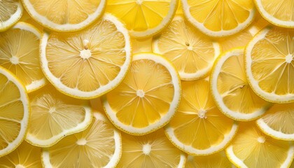 Wall Mural - A vibrant close-up of juicy lemon slices.