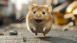 © Design By Reiga - Happy hamster leaping joyfully outdoors.