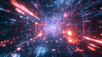 Wall Mural - abstract digital data stream tunnel visualization