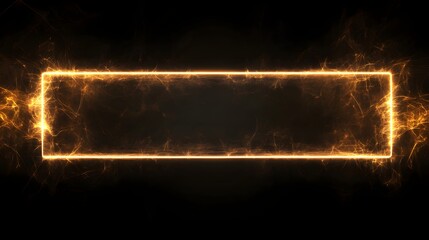 Wall Mural - glowing golden rectangle frame with energy sparks