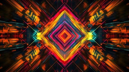 Wall Mural - abstract vibrant neon geometric art design