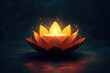 © smalltinykid - Lotus Flower Candle Glowing in Dark Room with Warm Golden Hues for Diwali Festival Celebrations