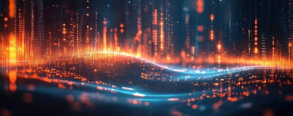 Futuristic Cyberpunk Digital Background for Communication Networking AI Encryption Data Transfer and Multimedia Design