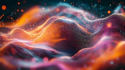 Wall Mural - abstract digital landscape with glowing particles