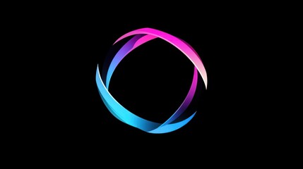 Wall Mural - Abstract vibrant circular design on black background.