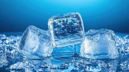 Poster - Ice Cubes: A Stunning Close-Up of Frozen Water