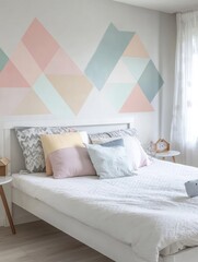 Wall Mural - Pastel Geometric Wall Decorates Modern Bedroom